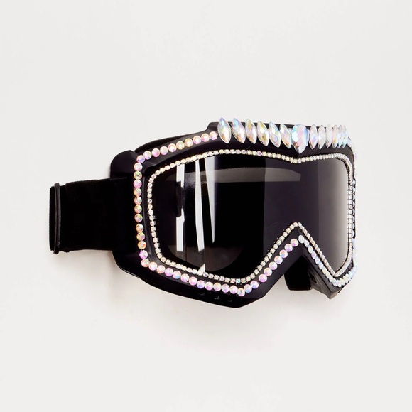 Crystal Embellished Black Ski Goggles - Picture 4 of 6